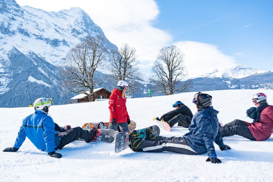 From Interlaken: Grindelwald Beginners Snowboarding Lesson - The Eiger views make the practice worthwhile