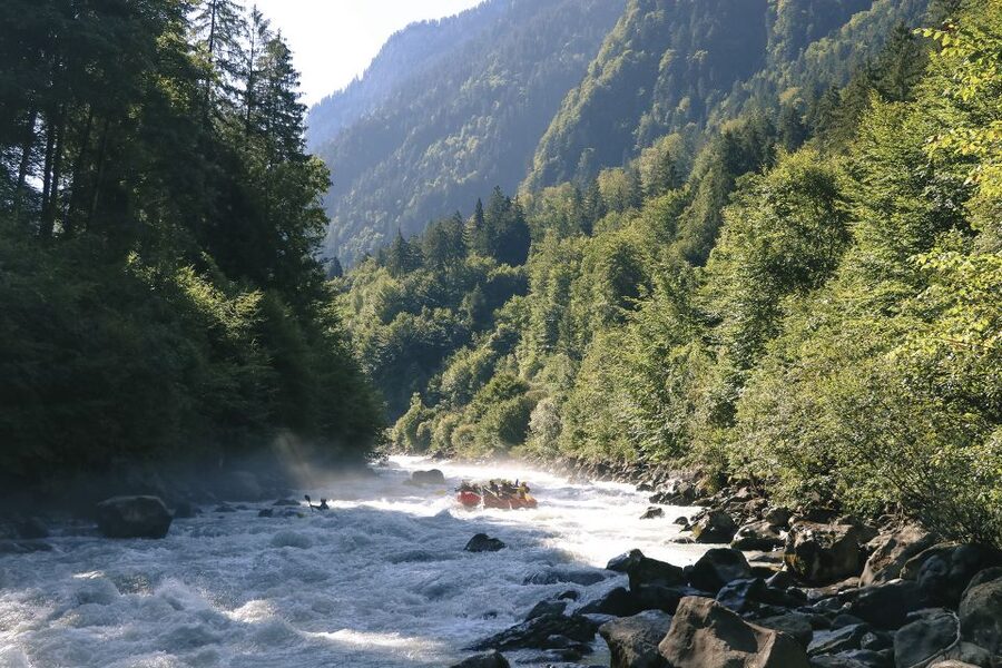 From Interlaken: Lütschine River Whitewater Rafting - Alpine views between the rough water