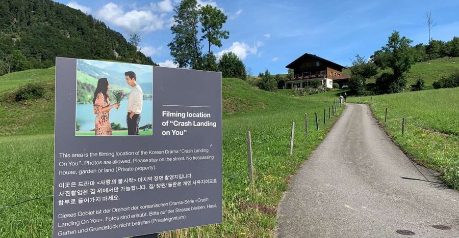 From Zurich: Crash Landing On You Locations in Interlaken - Giessbach Waterfall and the Grand Hotel