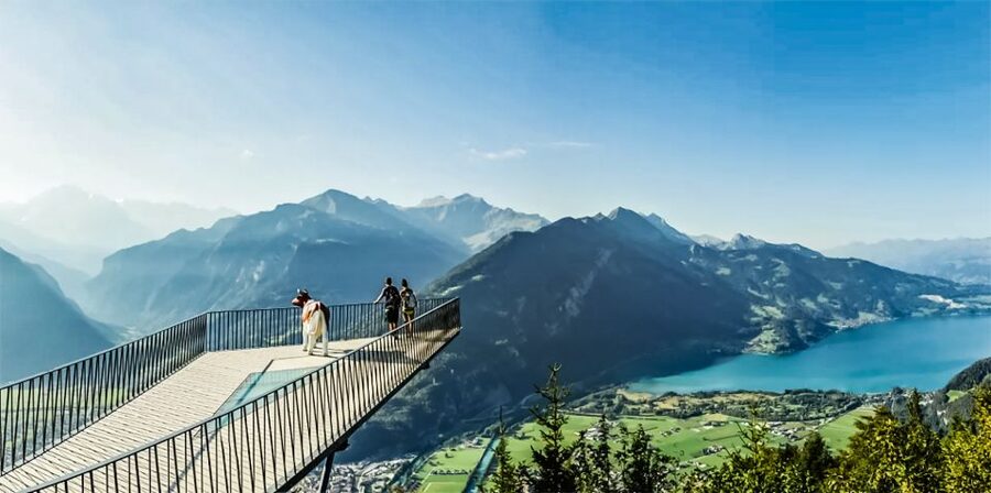 Interlaken: Funicular Ticket to Harder Kulm - The Two Lakes Bridge and the big view