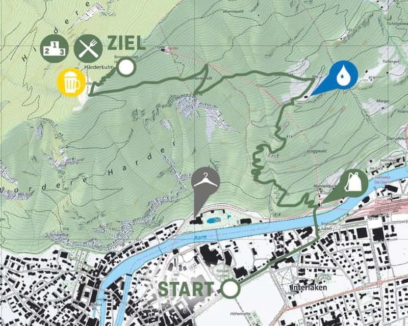 Interlaken: Guided Hike to Harder Kulm with Swiss Triathlete - The 9km route to Harder Kulm
