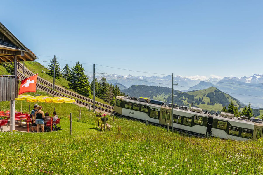Lucerne: Boat Trip, Mount Rigi Train, & Mineral Baths Ticket - Changing at Vitznau for the cogwheel train