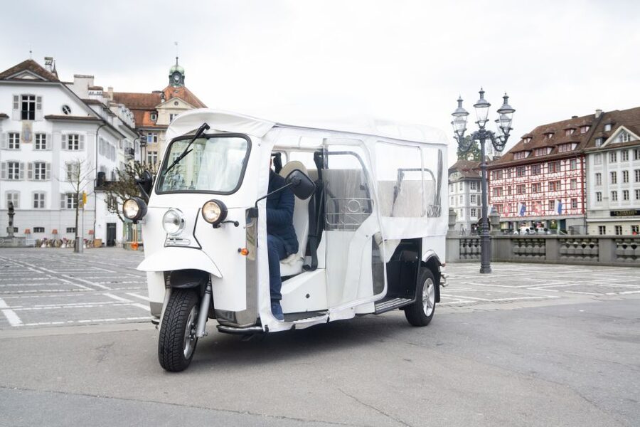 Lucerne: eTukTuk City Tour - The ride itself: quiet, covered, and personal