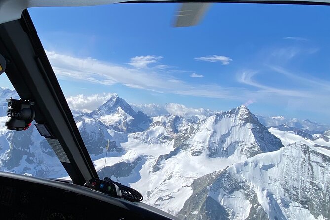 Matterhorn helicopter tour - longest scenic flight from Bern over the Swiss Alps - Glaciers, huts, and the high Bernese Alps