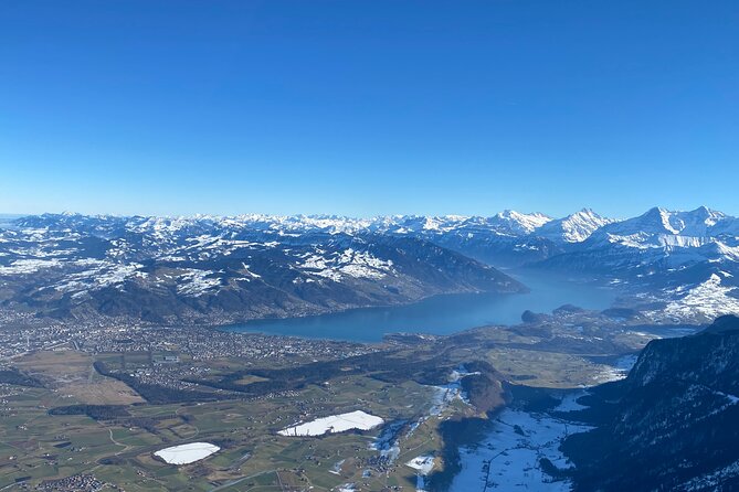 Private helicopter flight to Stockhorn mountain, with view to the Swiss Alps - Lake Thun and the route toward Stockhorn
