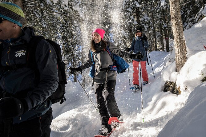 Snowshoe Adventure in the Swiss Alps - Snowshoes, poles, and the first steps in deep snow
